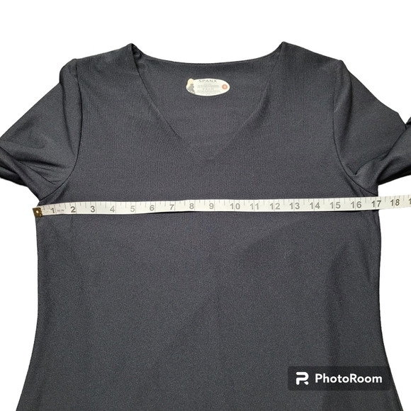 Spanx Black Tummy Control Lined V-neck 3/4 Sleeve Shapewear Top Size Small - Picture 7 of 8